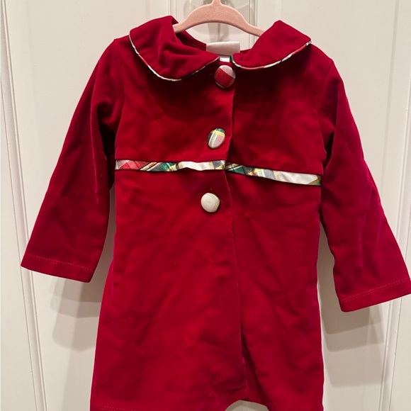 Blueberi Gold 2T Girls Christmas Red, Green and White Formal Faux Suede Jacket - Picture 1 of 5